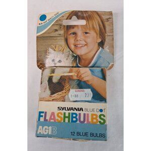 Sylvania Blue Dot AG1B Flashbulbs 12 Blue Bulbs Box VTG 1970s Photography NOS